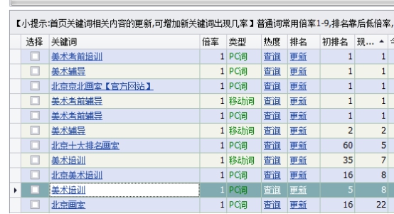 关键词排名展示